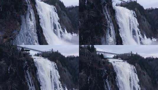 航拍加拿大魁北克巨大瀑布高清在线视频素材下载