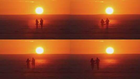 夕阳  情侣  海边情侣  美好生活 浪漫高清在线视频素材下载