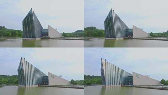 武汉中山舰博物馆仰视环绕镜头高清在线视频素材下载