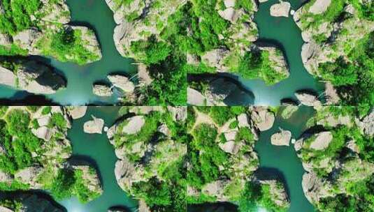 俯瞰登封石淙河湖心高清在线视频素材下载