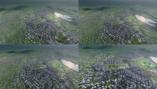 三维城市建筑深圳光明科学城全景湖泊模型高清在线视频素材下载