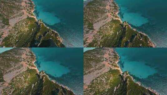 FPV无人机航拍海浪大海森林海岛山脉撒丁岛高清在线视频素材下载