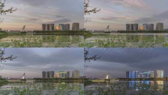 郑州龙子湖日转夜高清在线视频素材下载