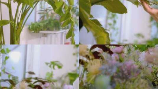 花园浇花少女喷壶喷水花丛微距高级感唯美高清在线视频素材下载
