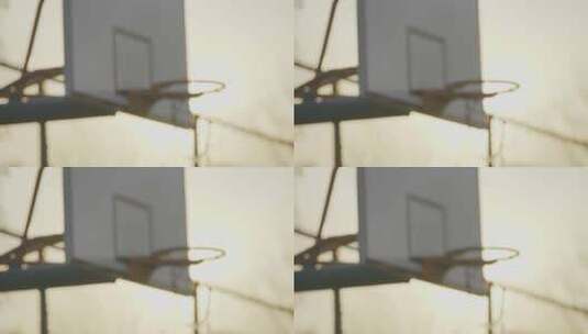 武汉日出篮球框聚焦近景高清在线视频素材下载