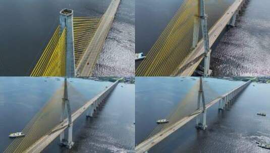 海上的斜拉索大桥高清在线视频素材下载