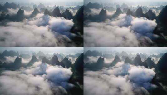 桂林漓江山水日出云海大气日出航拍高清在线视频素材下载