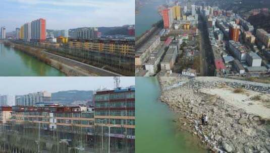 山西省忻州市保德县航拍4K素材高清在线视频素材下载