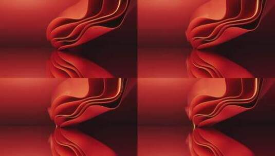 流动的红色多层曲面舞台背景3D渲染高清在线视频素材下载