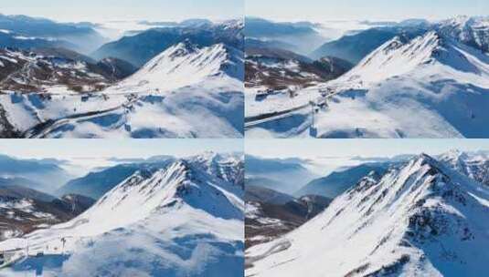 航拍四川夹金山自然风光冬天雪景高清在线视频素材下载