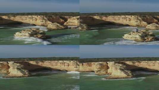 葡萄牙阿尔加维岩石和海浪的鸟瞰图高清在线视频素材下载