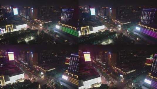 河北邯郸城市高楼建筑夜景交通航拍高清在线视频素材下载