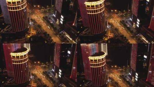 武汉西北湖商圈交通车流夜景航拍高清在线视频素材下载