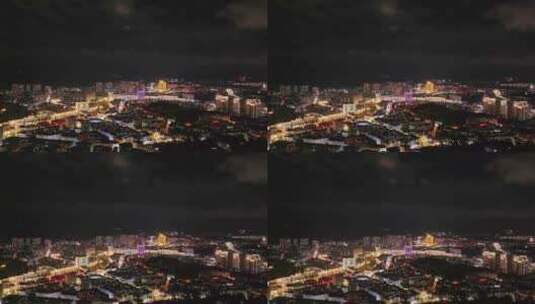 万家灯火光住宅区航拍夜景视频素材小县城市高清在线视频素材下载