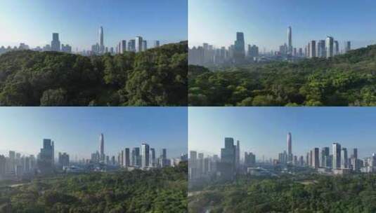 深圳中心区市民中心航拍 莲花山公园高清在线视频素材下载