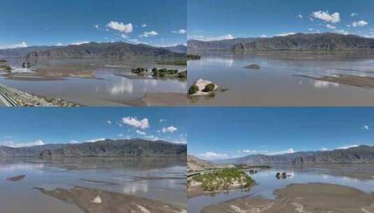 航拍西藏山南公路沿线风光高清在线视频素材下载