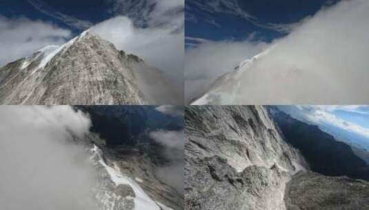 雅拉雪山一跃而下震撼大气穿越机FPV航拍高清在线视频素材下载