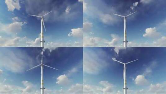 风力发电机  新能源发电 风电产业高清在线视频素材下载