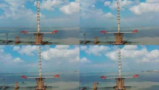 黄茅海大桥建设中二高清在线视频素材下载