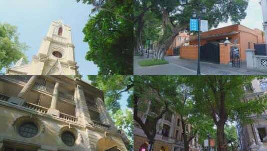 广州老街 沙面 街景 历史景观 欧式建筑高清在线视频素材下载
