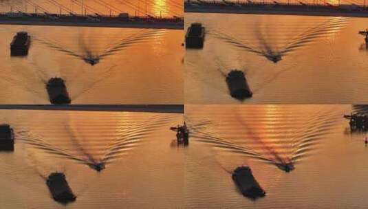 中国广东省广州市荔湾区东沙大桥日落高清在线视频素材下载
