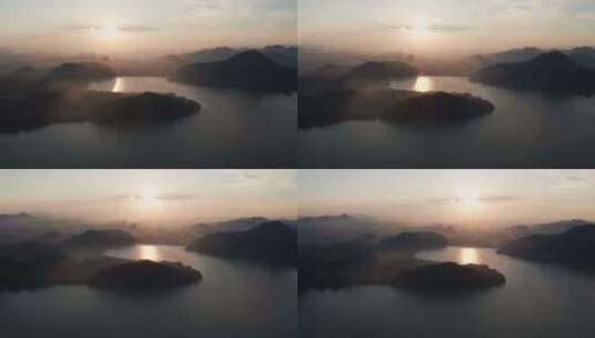 航拍杭州青山湖高清在线视频素材下载