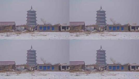 冬季雪后的山西大同应县木塔高清在线视频素材下载