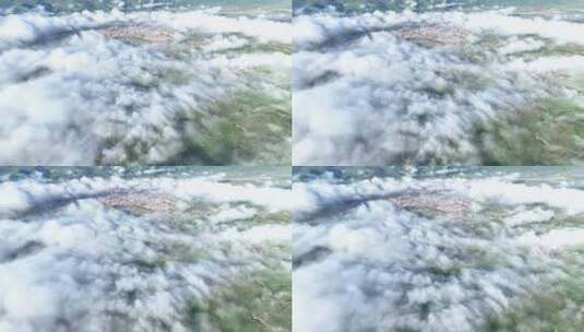 航拍天空云雾山峰草原旅游自然风景高清在线视频素材下载