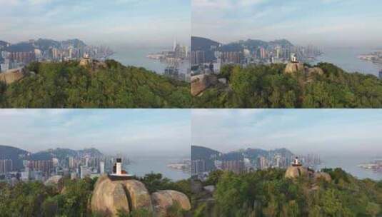 香港宝马山清晨航拍高清在线视频素材下载