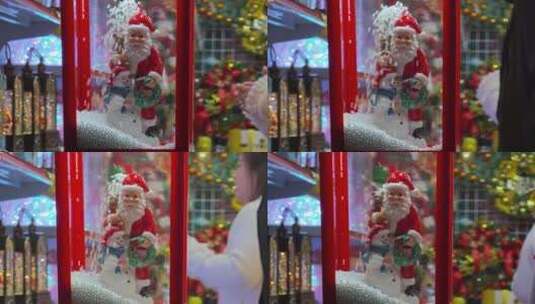 圣诞节圣诞老人飘雪商场实拍高清在线视频素材下载