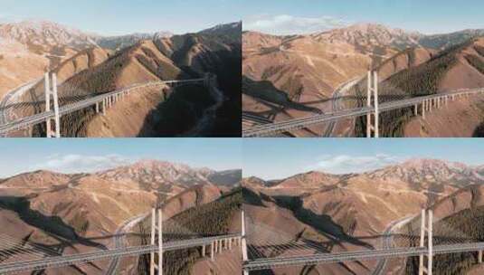 新疆果子沟大桥航拍高清在线视频素材下载