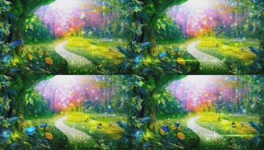 梦幻仙境森林风景动画合成背景高清在线视频素材下载