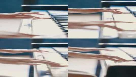弹钢琴手指特写高清在线视频素材下载