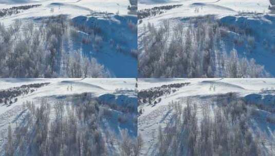 呼伦贝尔冬季自然风光丘陵山地雪原风景高清在线视频素材下载