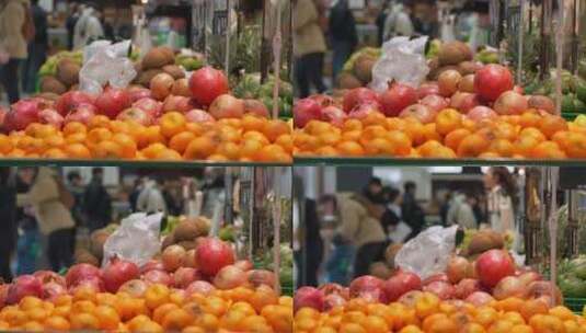超市杂货店商店摊位上的水果和蔬菜。高清在线视频素材下载