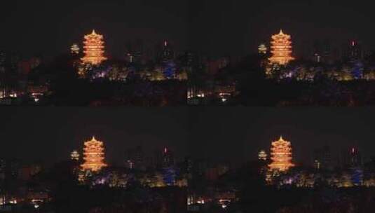 武汉_黄鹤楼_夜景延时001高清在线视频素材下载