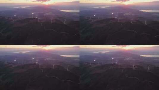 云南玉溪市磨豆山风力发电机风车风电航拍高清在线视频素材下载