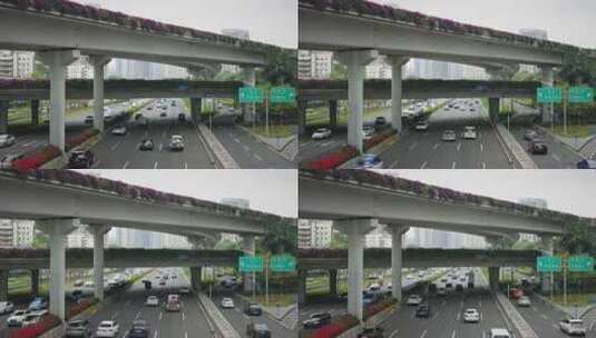【正版素材】公路车流阴天城市高清在线视频素材下载