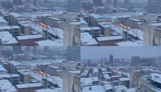 下雪城市变焦高清在线视频素材下载