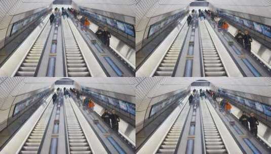 伦敦地铁电梯上的行人[4K]高清在线视频素材下载