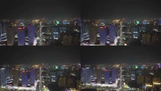 航拍广东湛江城市夜景交通高清在线视频素材下载
