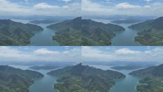 航拍群山环绕的东江湖 绿水青山夏季景观高清在线视频素材下载