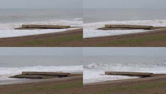 强烈的海浪冲击着海岸高清在线视频素材下载