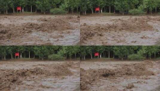 实拍暴雨后洪水 山洪  泥石流高清在线视频素材下载