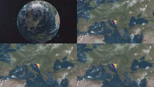 波斯尼亚和黑塞哥维那的4K全球地图（高亮高清在线视频素材下载
