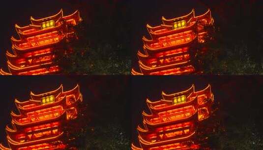 武汉武昌区黄鹤楼公园夜景高清在线视频素材下载