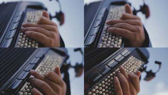 手风琴演奏的细节镜头高清在线视频素材下载