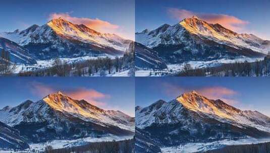 航拍雪山日照金山自然风景旅行延时高清在线视频素材下载