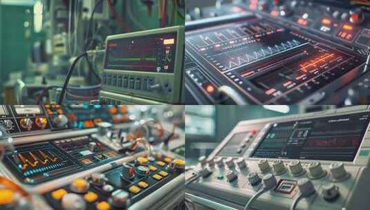 医院生命体征监测设备心电图血氧血压高清在线视频素材下载