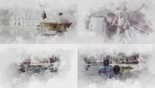 浪漫唯美优雅白色烟雾效果图片转场婚礼纪念日AE模版高清AE视频素材下载